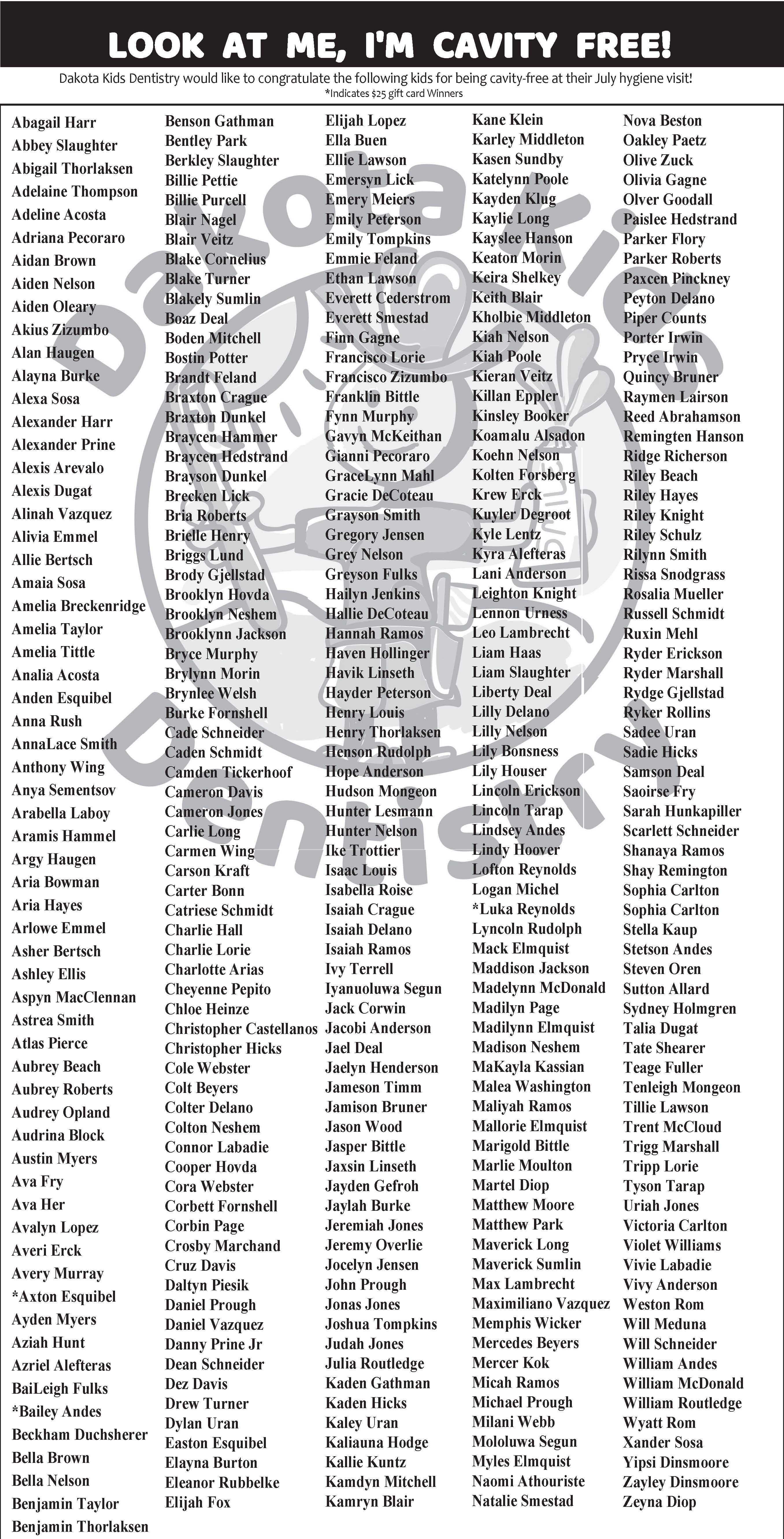 No Cavity Club for Dakota Kids Dentistry